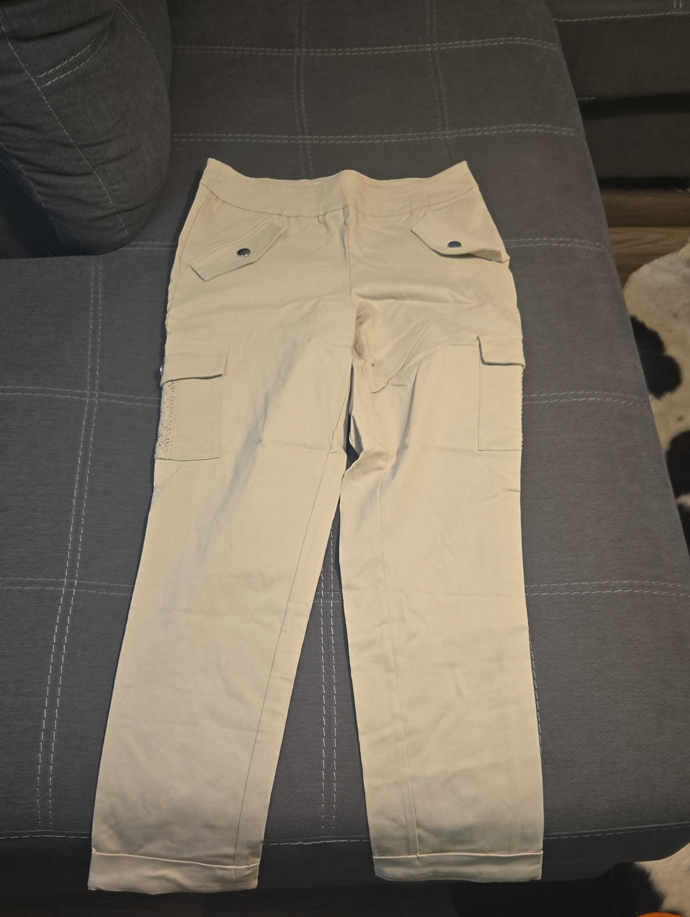 Womens Beige Cargo Pants - Casual Utility Style